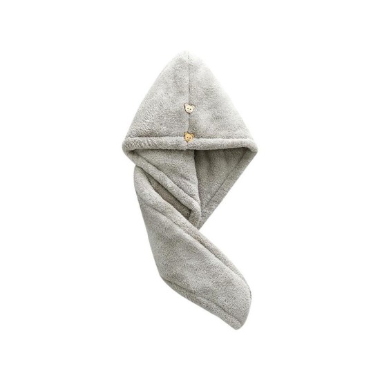 Super Absorbent Double-Layer Coral Fleece Hair Towel for Women - Quick-Dry Microfiber Bath Towel Cap with Cute Cartoon D