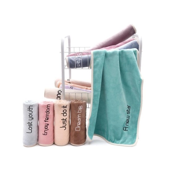 35*75cm Microfiber Embroidered Sports Towel Youthful Vitality Multicolor Towel Gym Sweat-absorbent Sports Towel