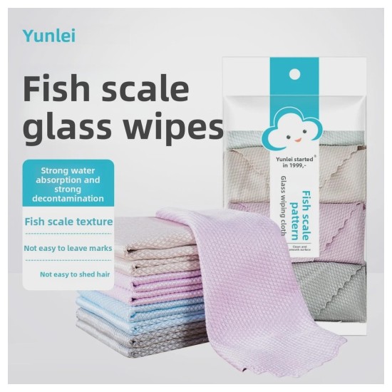 Streak-Free Glass Cleaning Cloth with Fish Scale Texture, Super Absorbent and Lint-Free